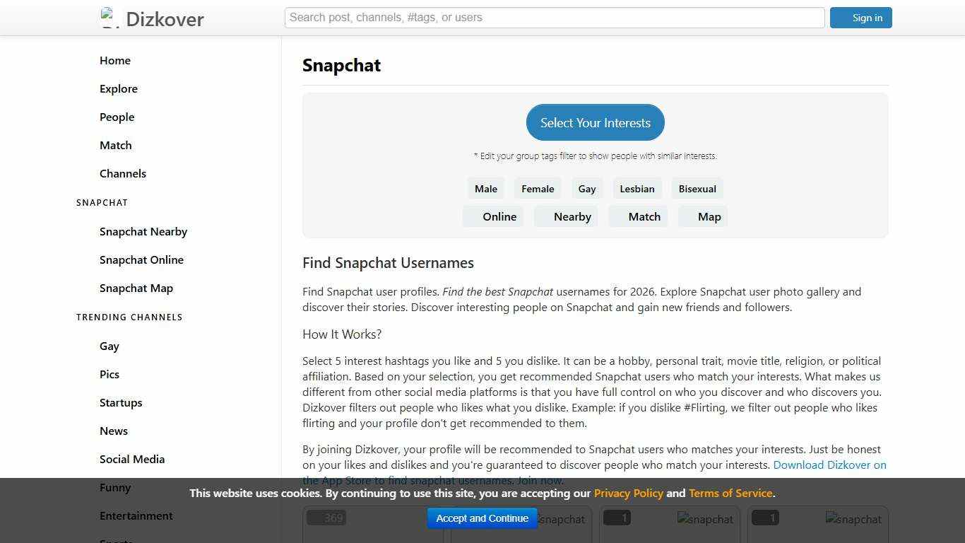 Snapchat Usernames - Dizkover