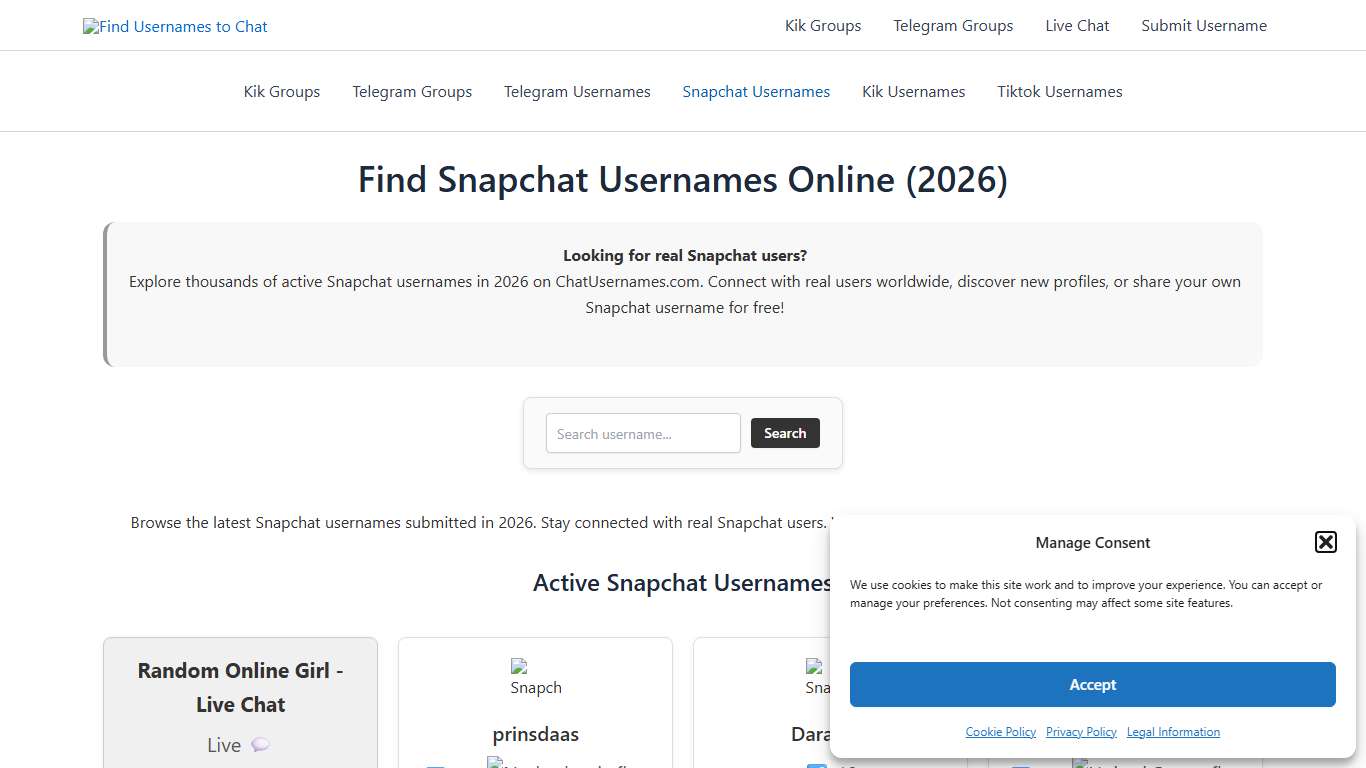 Find Snapchat Usernames Online (2026) ChatUsernames